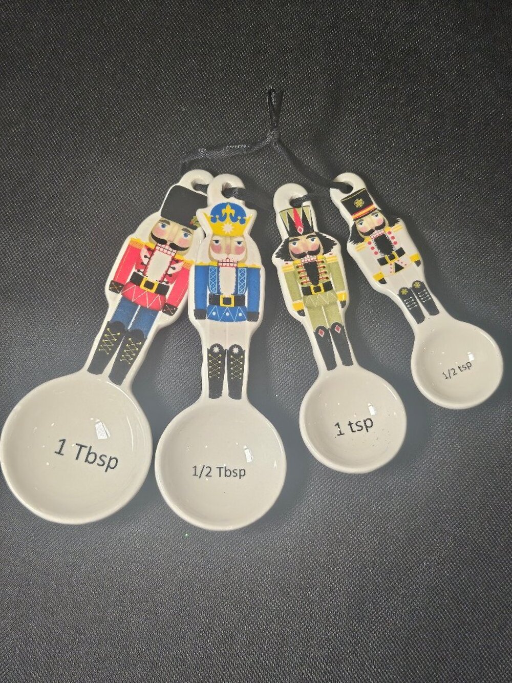Transpac Ceramic Christmas Nutcracker Measuring Spoon Set Of 4 Baking Gift